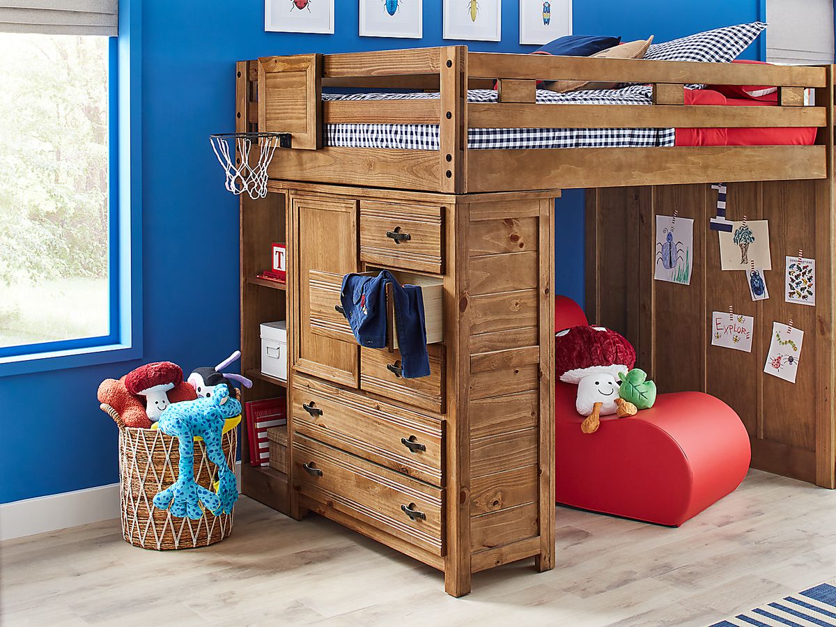 Creekside 2.0 Chestnut Full Step Loft Bed with Bookcase & Chest | Rooms ...
