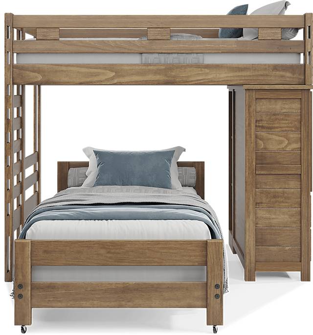 Kids Creekside 2.0 Chestnut Full/Twin Loft with Loft Chest and Bookcase - Thumbnail - Image 3