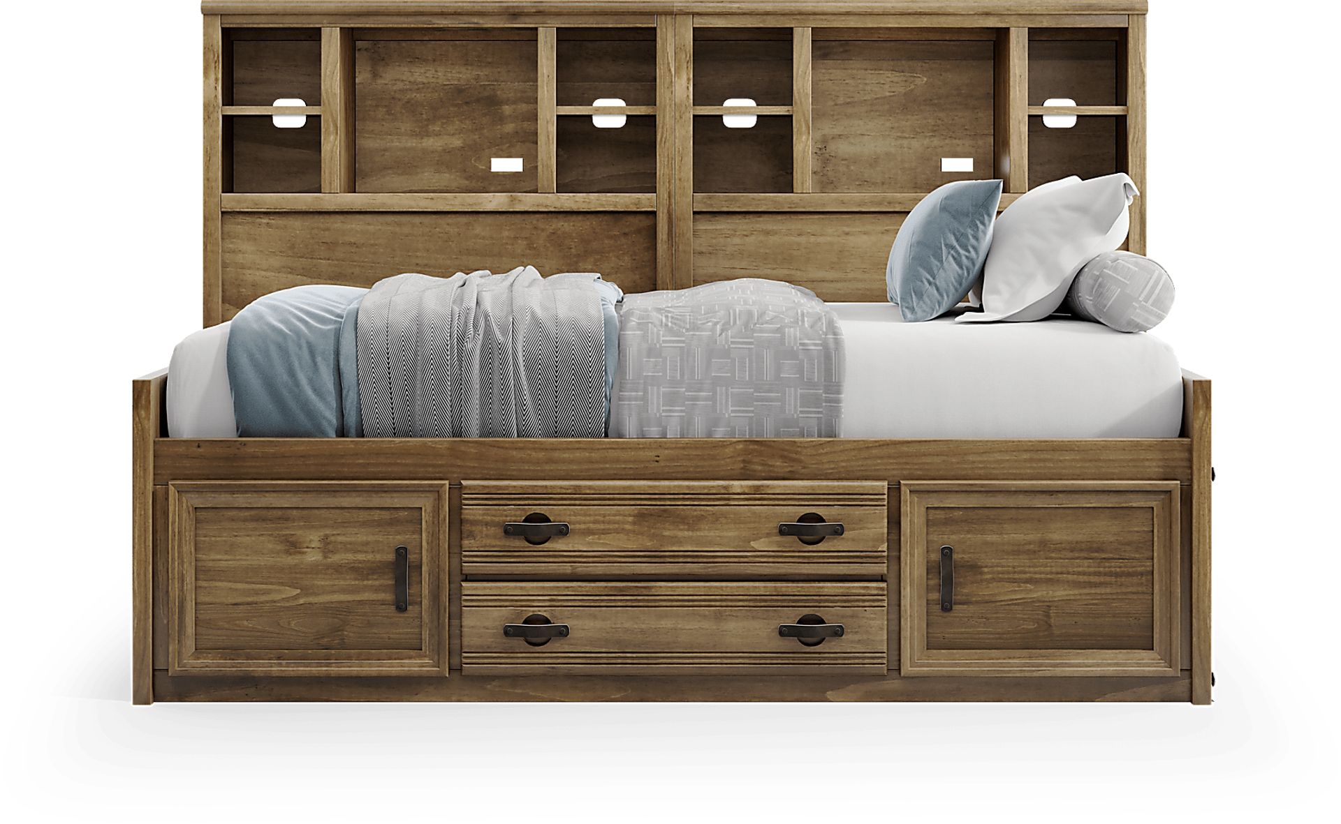 Kids Creekside 2.0 Chestnut Twin Bookcase Wall Bed with Storage Side Rail - Image 2