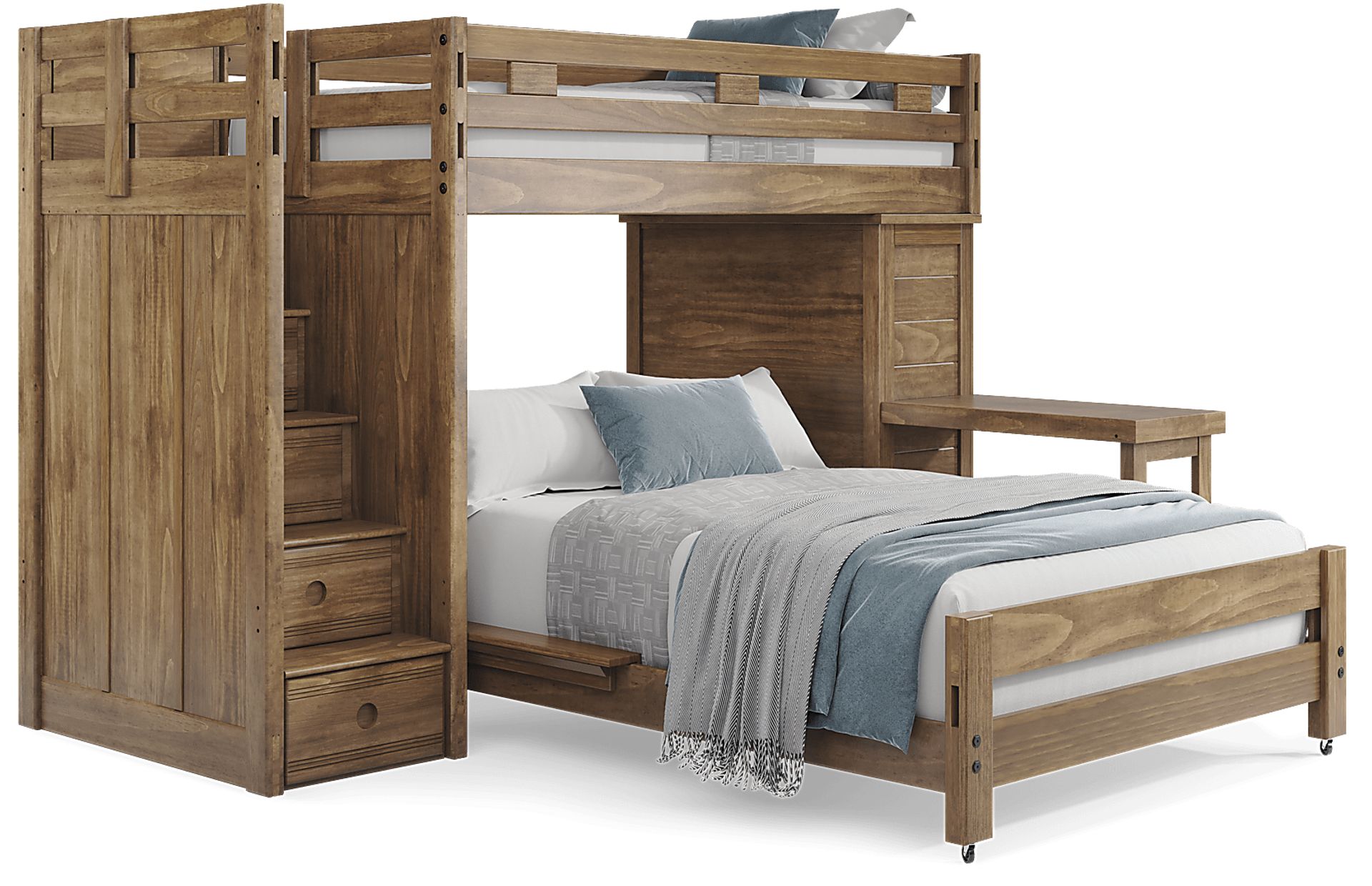 Kids Creekside 2.0 Chestnut Twin/Full Step Loft with Loft Chest and Desk Attachment - Image 1