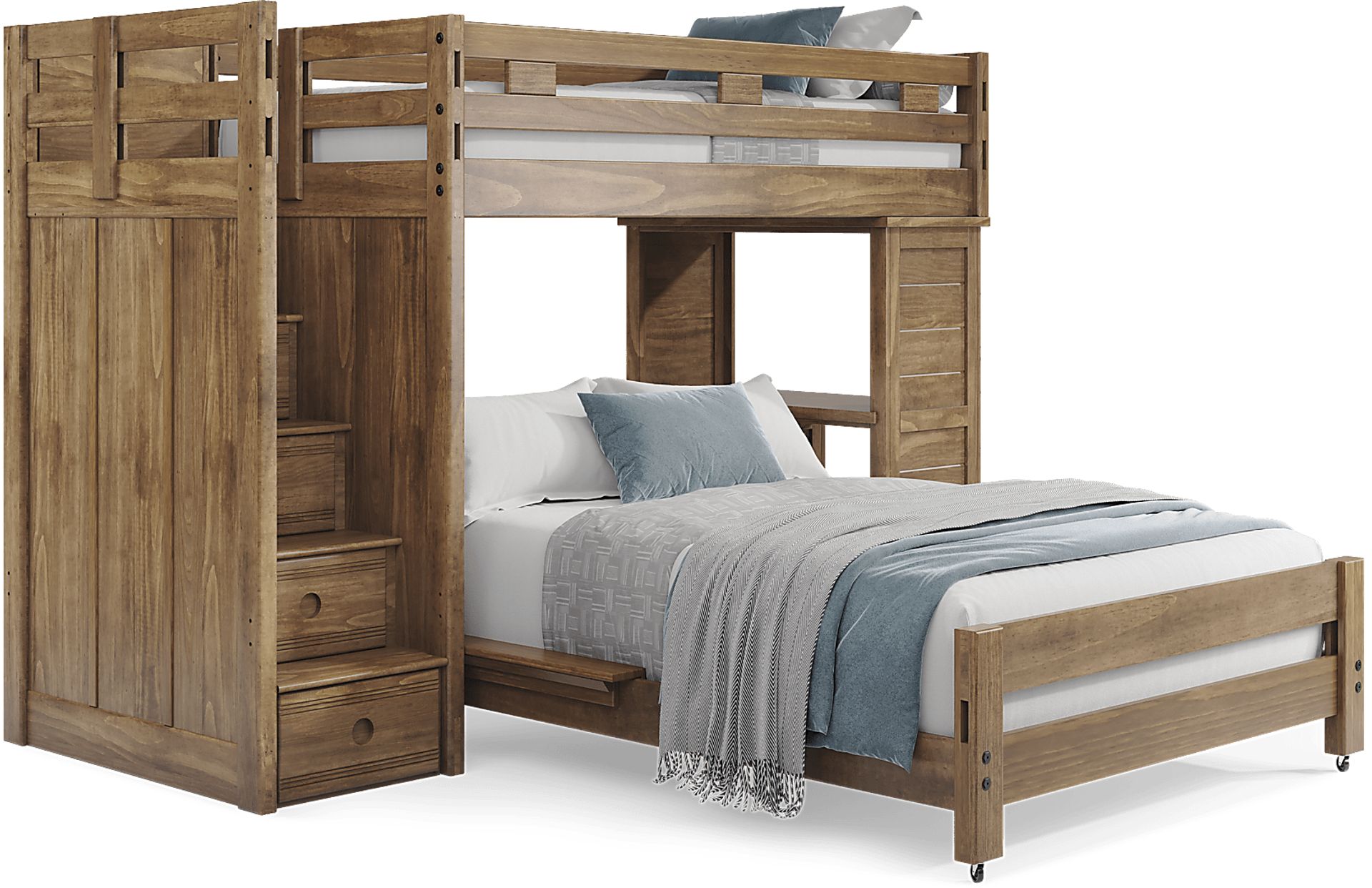 Kids Creekside 2.0 Chestnut Twin/Full Step Loft with Loft Desk - Image 1