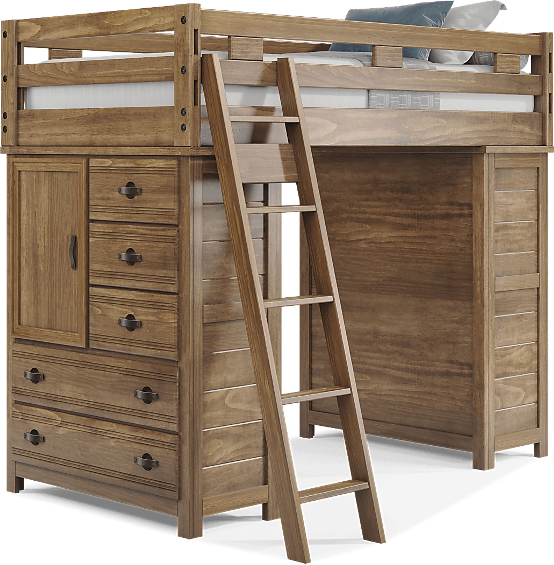 Kids Creekside 2.0 Chestnut Twin Loft with 2 Loft Chests - Image 1