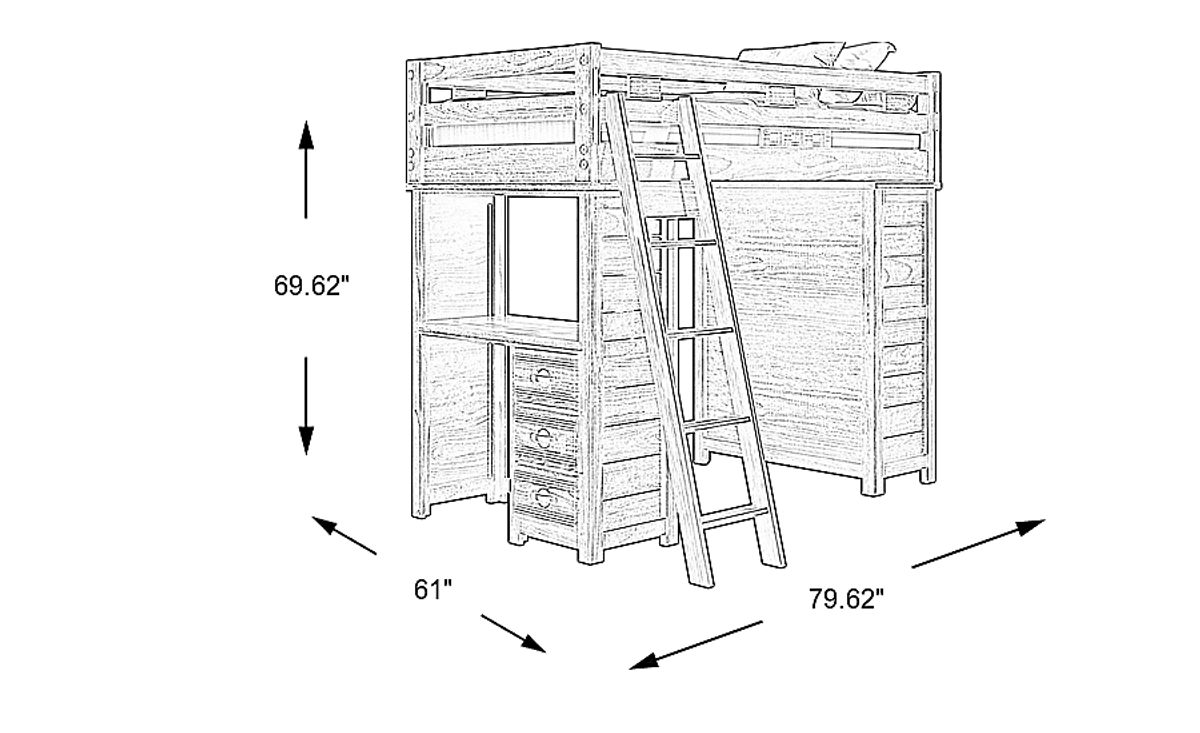 Creekside 2.0 Chestnut Dark Wood Twin Loft With Chest And Desk | Rooms ...