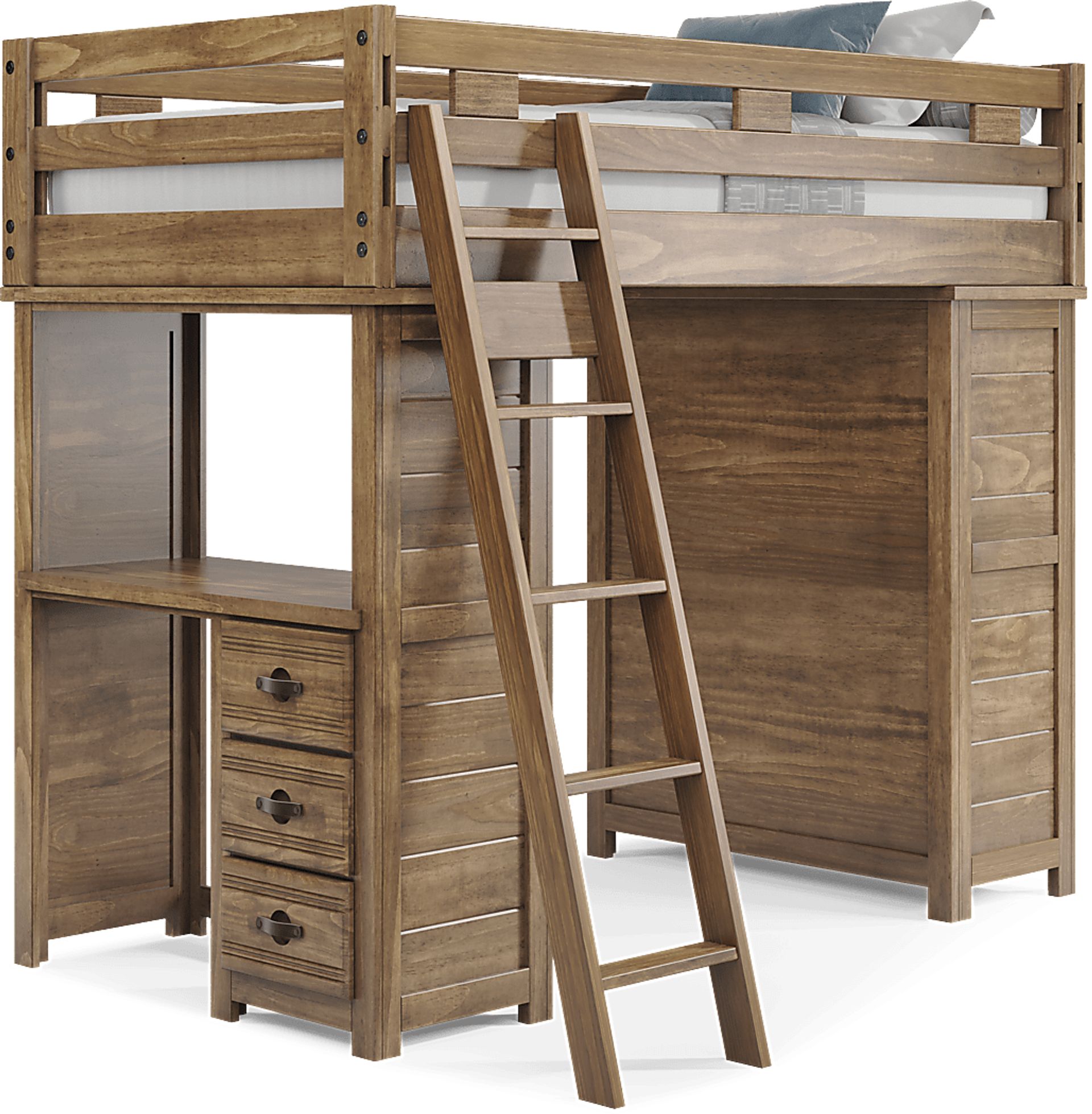 Kids Creekside 2.0 Chestnut Twin Loft with Loft Chest and Desk - Image 1