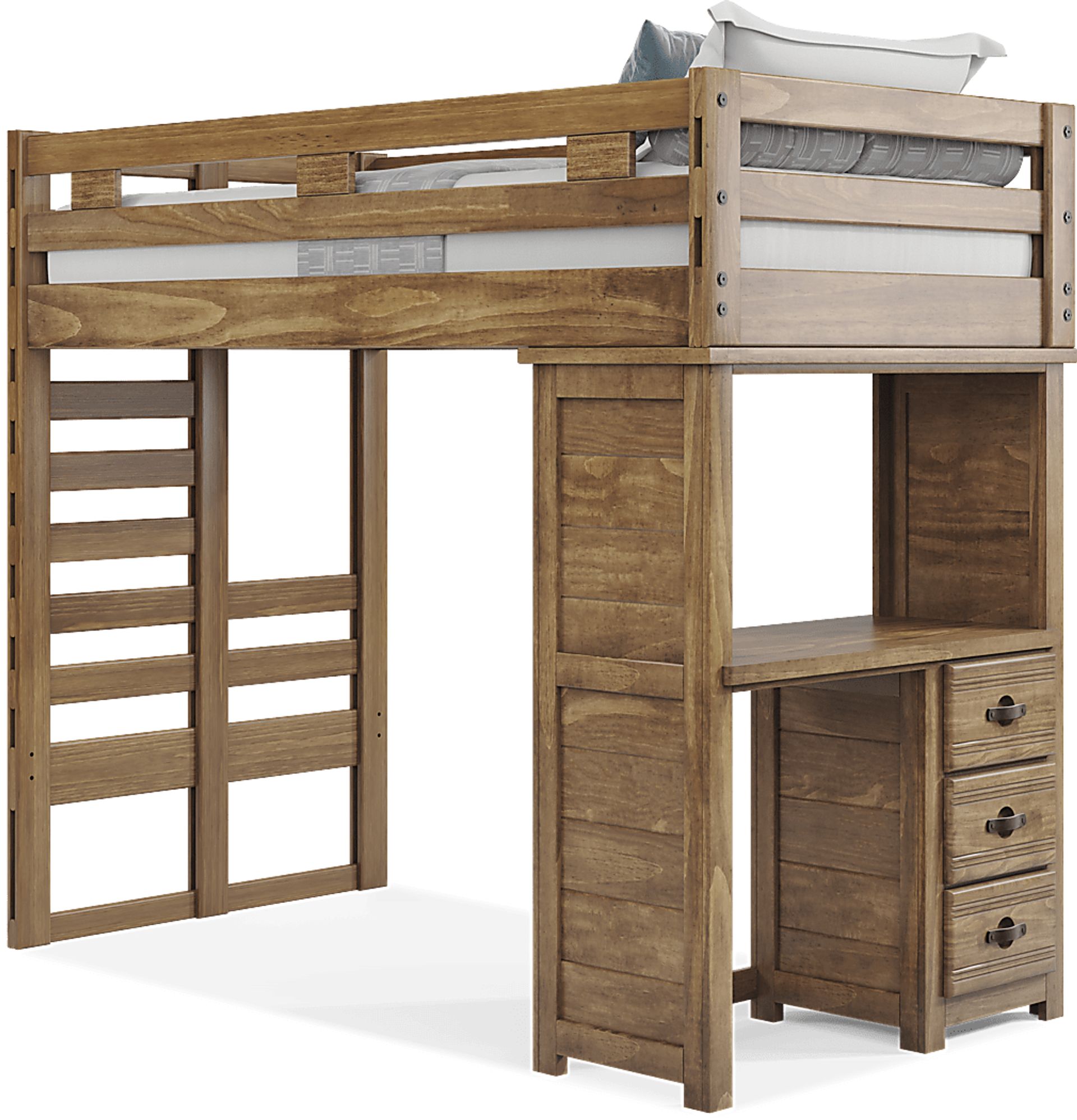 Kids Creekside 2.0 Chestnut Twin Loft with Loft Desk - Image 1