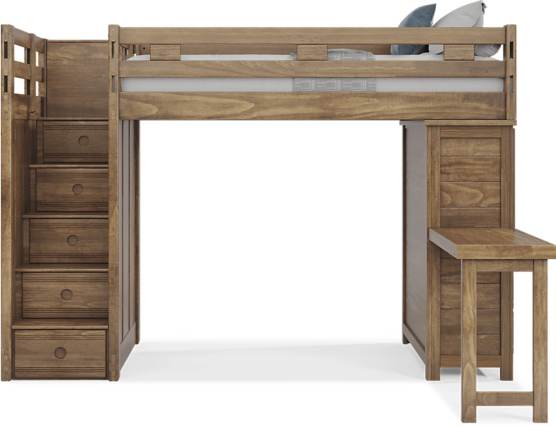 Kids Creekside 2.0 Chestnut Twin Step Loft with Loft Chest and Desk Attachment - Image 3