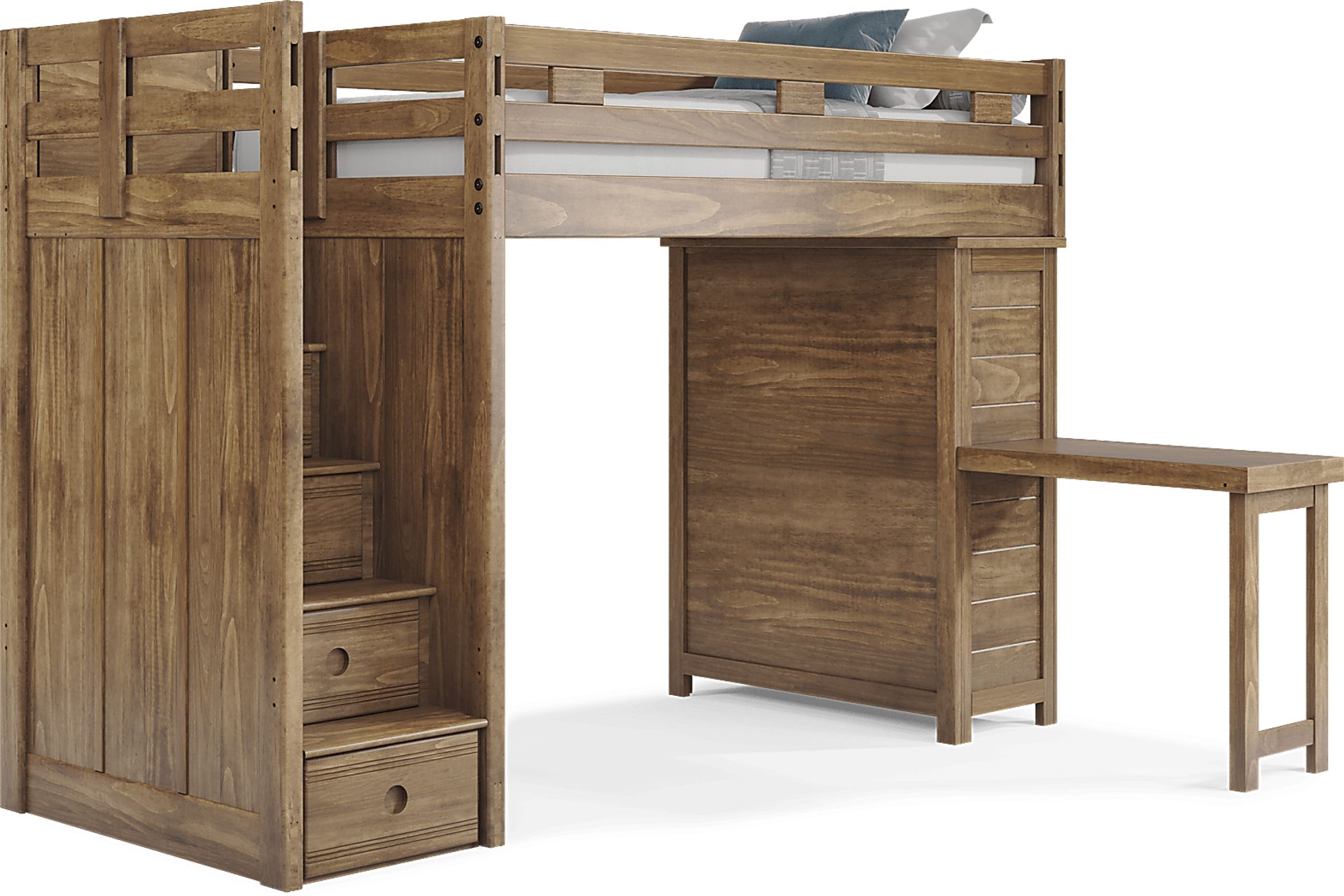 Kids Creekside 2.0 Chestnut Twin Step Loft with Loft Chest and Desk Attachment - Image 1