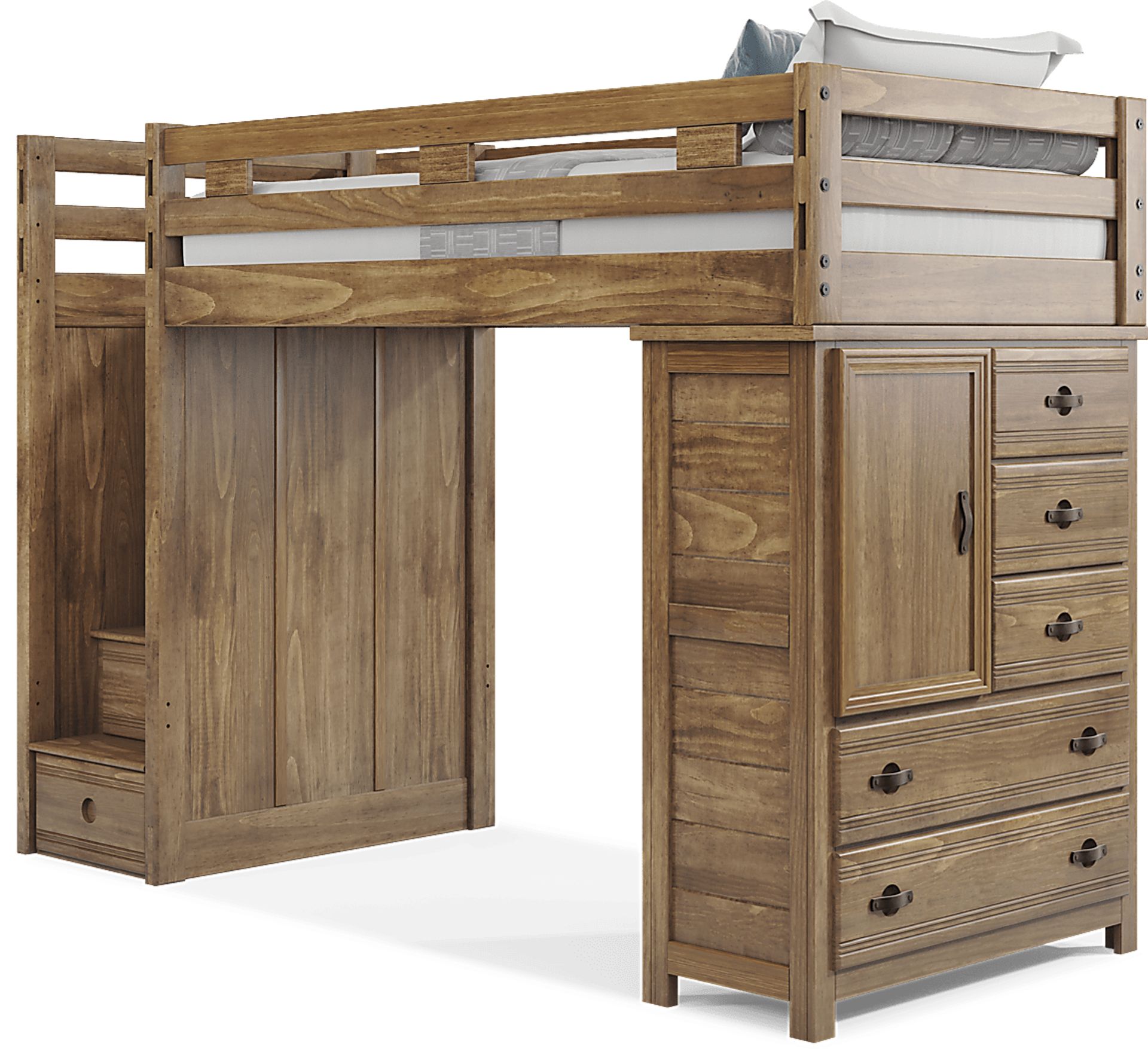 Kids Creekside 2.0 Chestnut Twin Step Loft with Loft Chest - Image 2