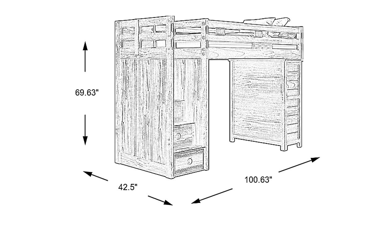 Creekside 2.0 Chestnut Dark Wood Twin Step Loft W/ Chest | Rooms to Go