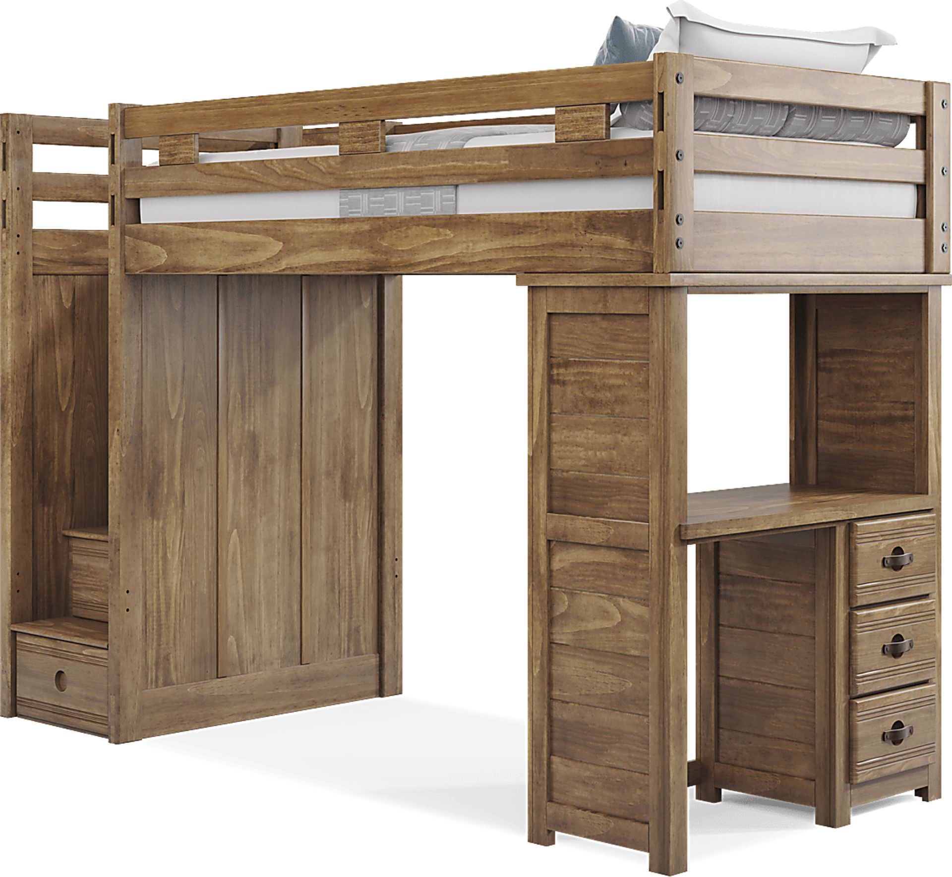 Kids Creekside 2.0 Chestnut Twin Step Loft with Loft Desk - Image 2