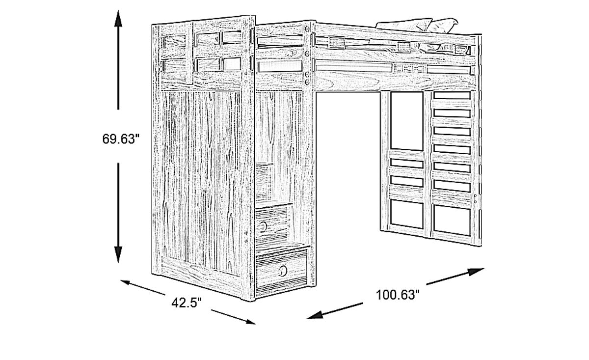 Creekside 2.0 Chestnut Dark Wood Twin Step Loft | Rooms to Go