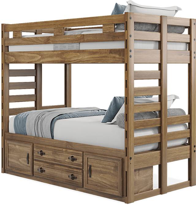Kids Creekside 2.0 Chestnut Twin/Twin Bunk Bed with Storage Side Rail - Thumbnail - Image 4