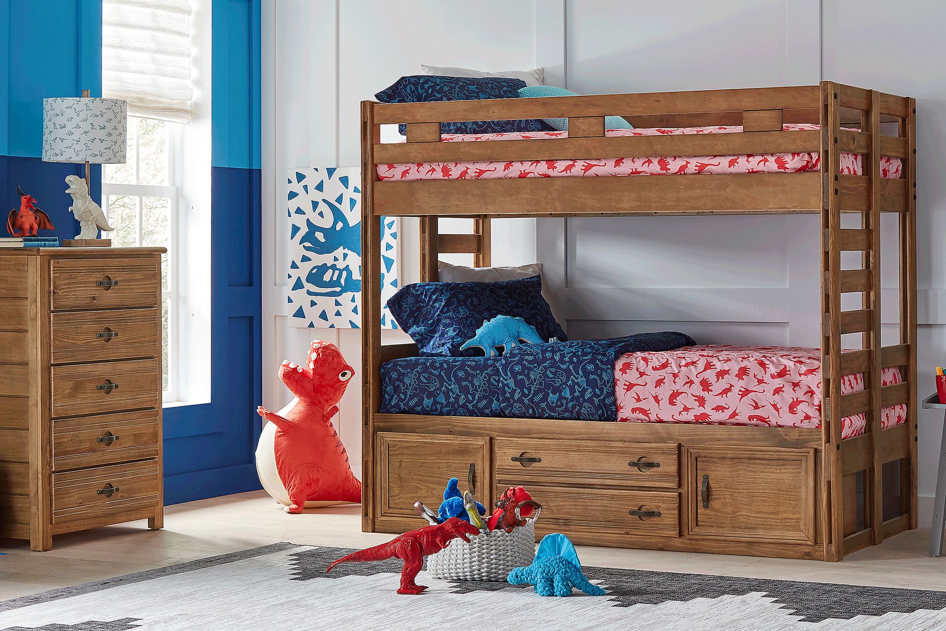 Kids Creekside 2.0 Chestnut Twin/Twin Bunk Bed with Storage Side Rail - Image 2