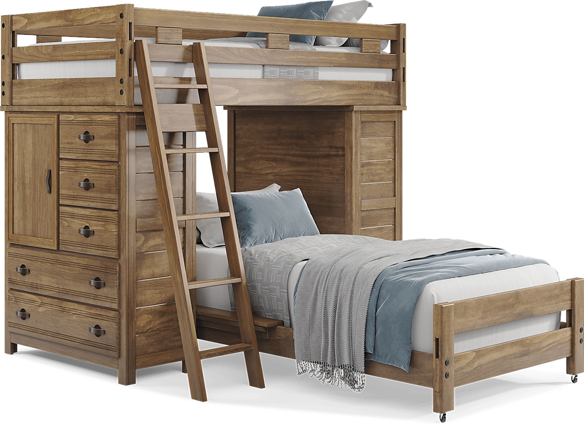 Kids Creekside 2.0 Chestnut Twin/Twin Loft with 2 Loft Chests - Image 1