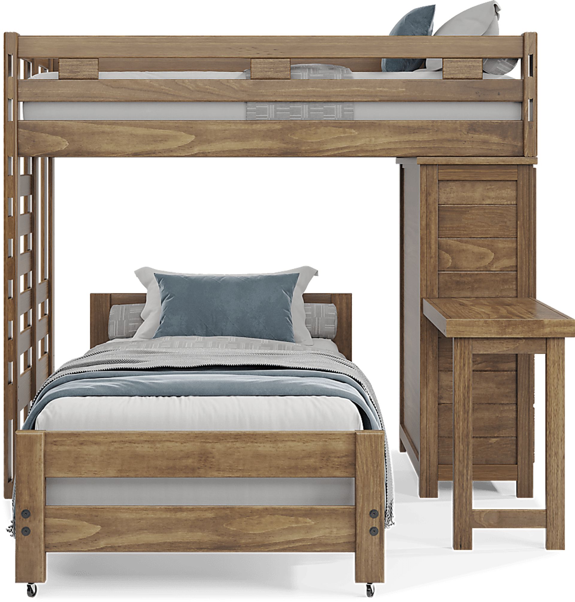 Kids Creekside 2.0 Chestnut Twin/Twin Loft with Loft Chest and Desk Attachment - Image 3