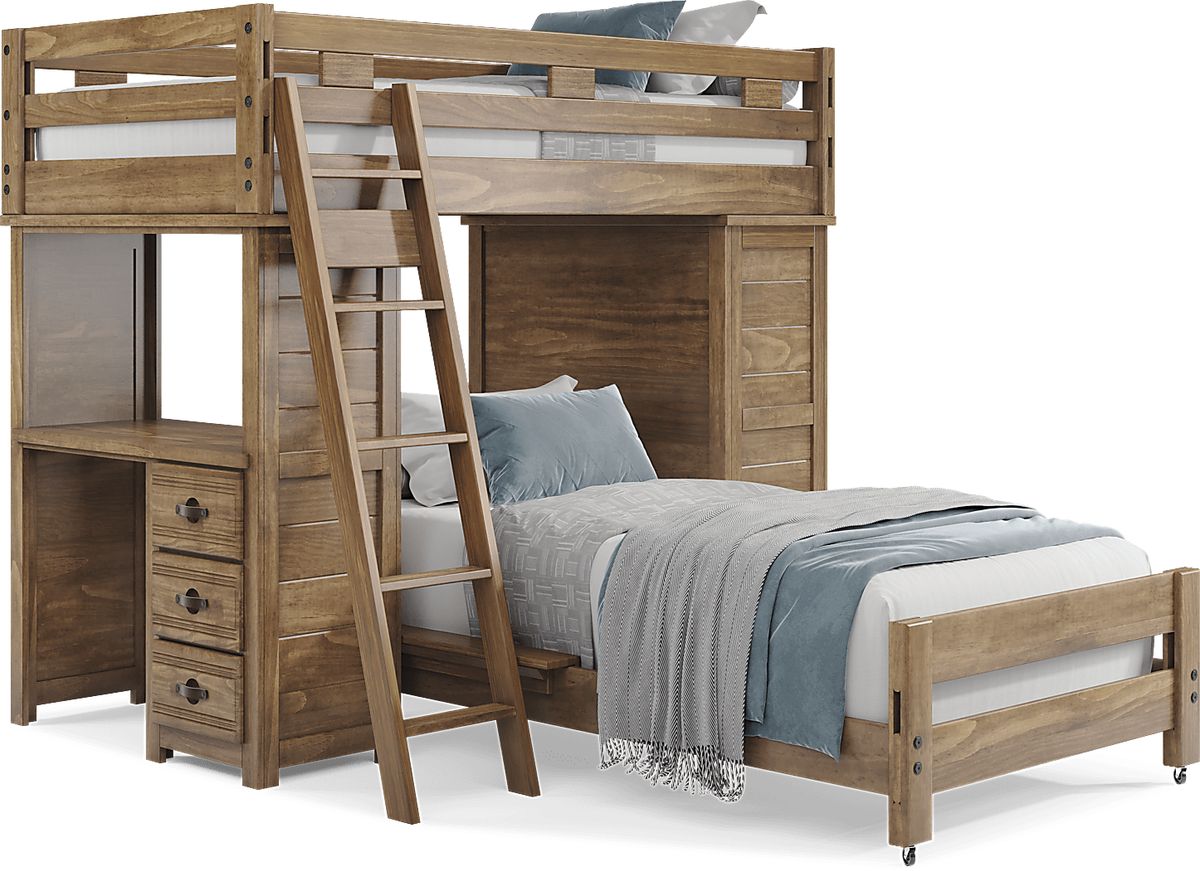 Creekside 2.0 Chestnut Dark Wood Twin/Twin Loft W/Loft Desk & Chest ...