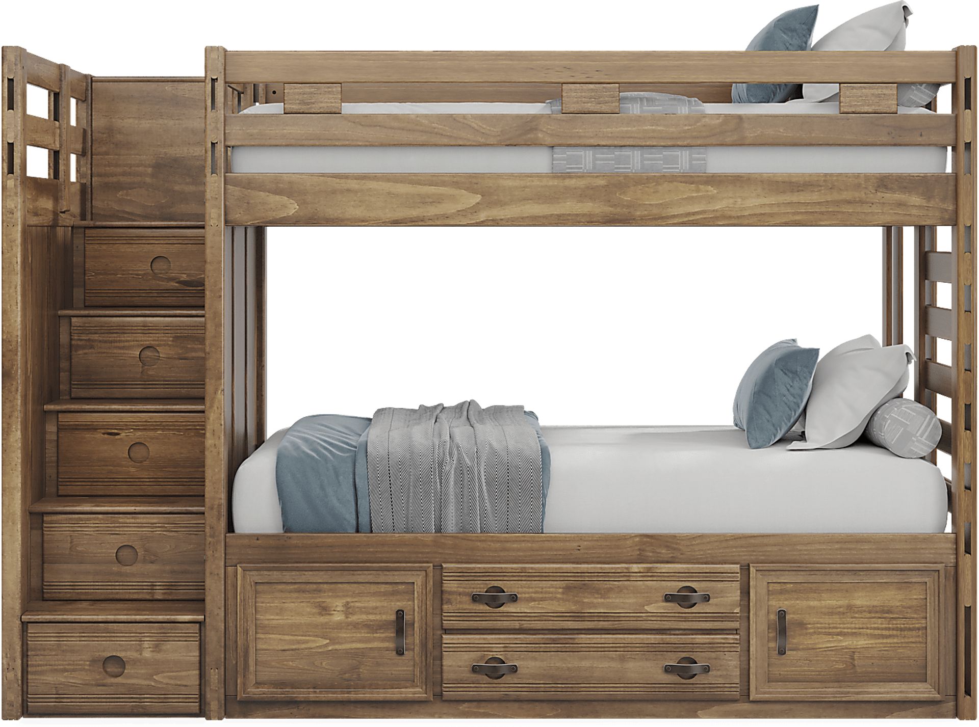 Kids Creekside 2.0 Chestnut Twin/Twin Step Bunk Bed with Storage Side Rail - Image 2