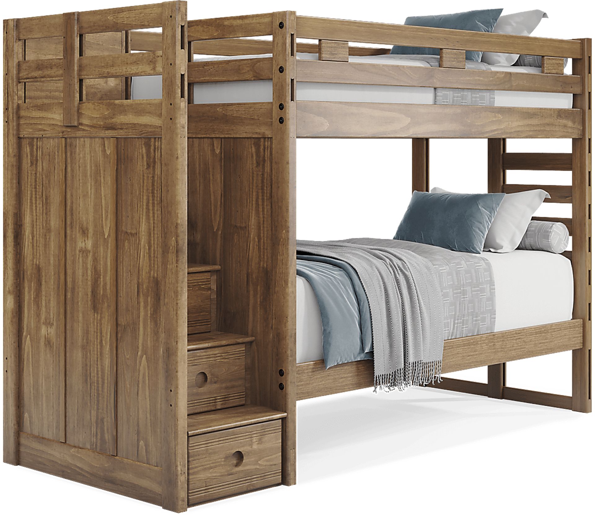 Kids Creekside 2.0 Chestnut Twin/Twin Step Bunk Bed - Image 1