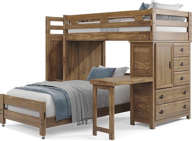 Kids Creekside 2.0 Chestnut Twin/Twin Step Loft with Loft Chest and Desk Attachment - Thumbnail - Image 2