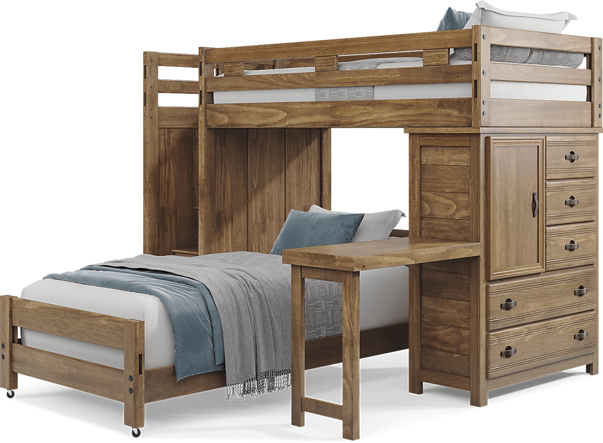 Kids Creekside 2.0 Chestnut Twin/Twin Step Loft with Loft Chest and Desk Attachment - Image 2