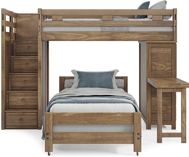 Kids Creekside 2.0 Chestnut Twin/Twin Step Loft with Loft Chest and Desk Attachment - Thumbnail - Image 3