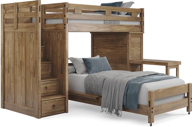 Kids Creekside 2.0 Chestnut Twin/Twin Step Loft with Loft Chest and Desk Attachment - Thumbnail - Image 1