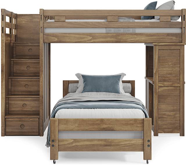 Kids Creekside 2.0 Chestnut Twin/Twin Step Loft with Loft Desk - Thumbnail - Image 3