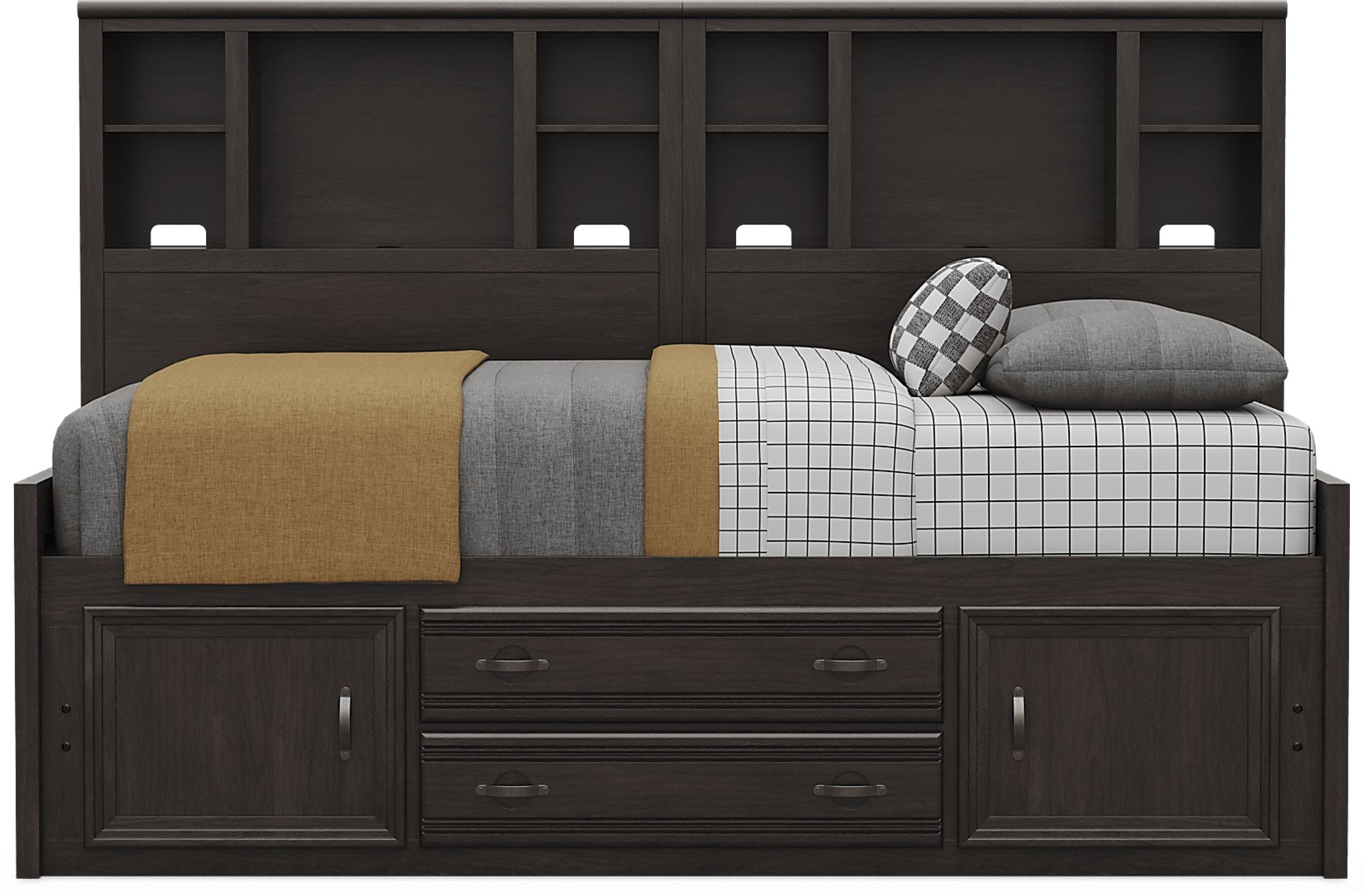 Kids Creekside 3.0 Charcoal Full Bookcase Wall Bed with Storage Side Rail - Image 2
