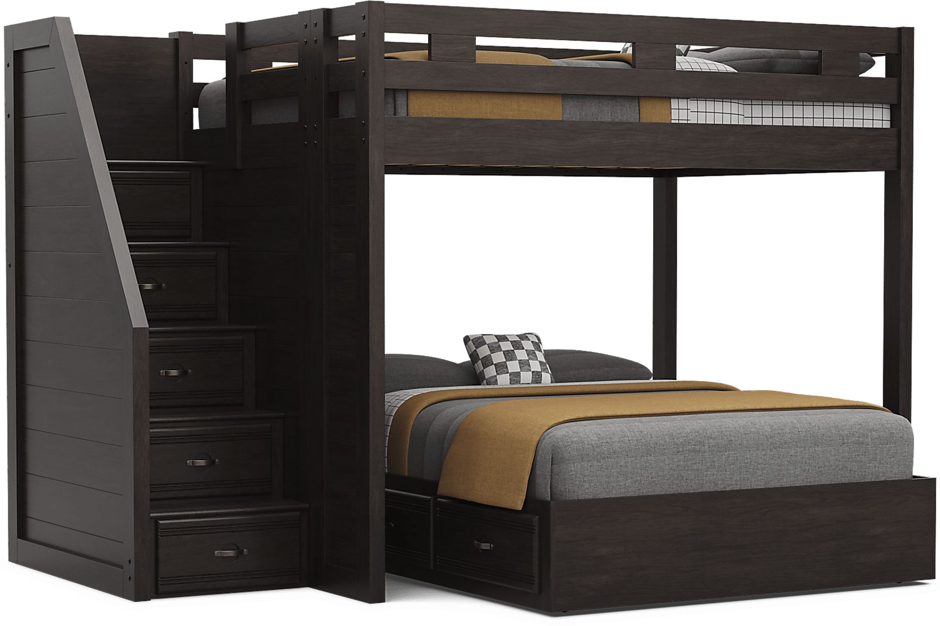 Kids Creekside 3.0 Charcoal Full/Full Step Bunk Bed - Image 4