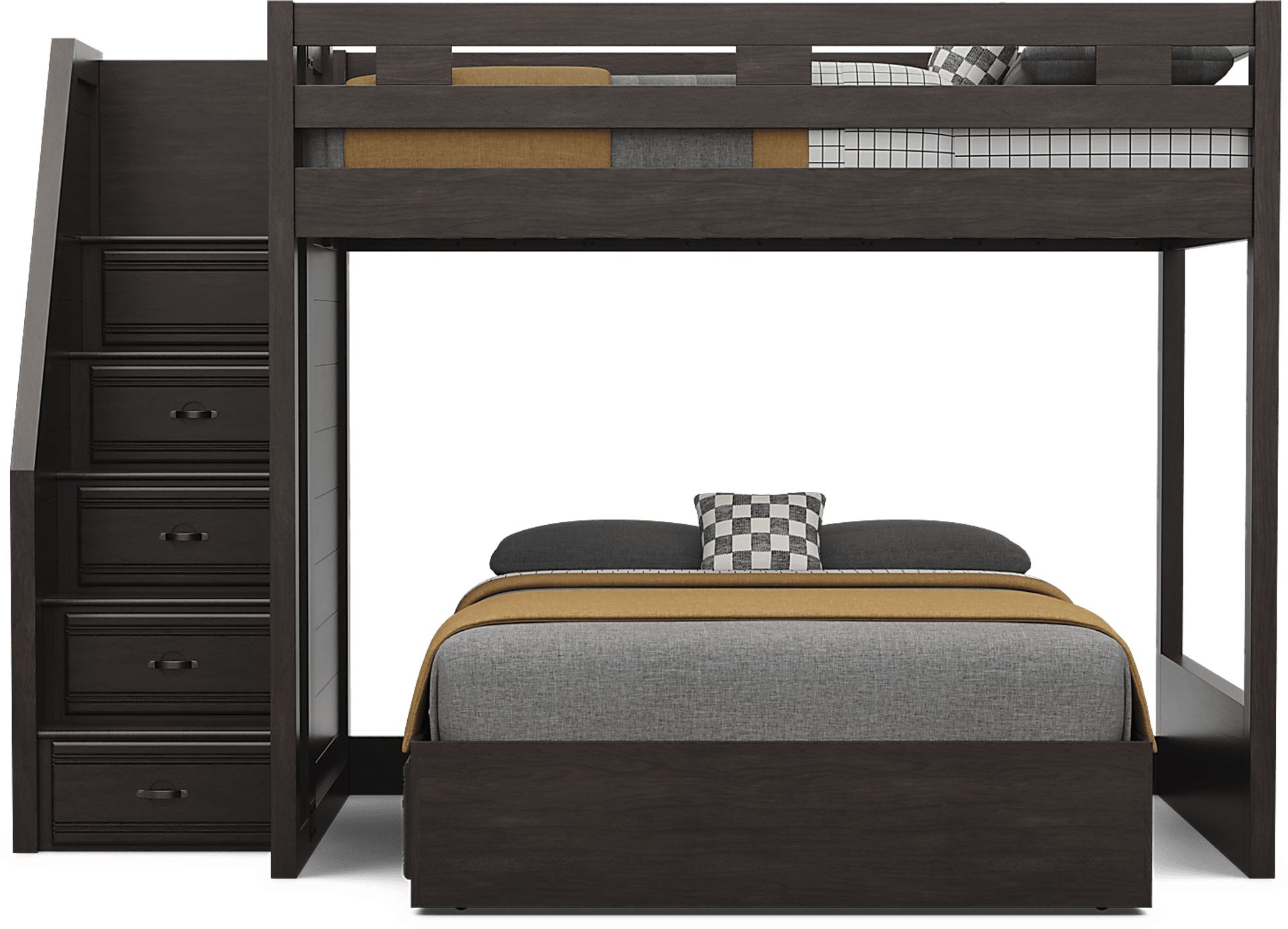 Kids Creekside 3.0 Charcoal Full/Full Step Bunk Bed - Image 5