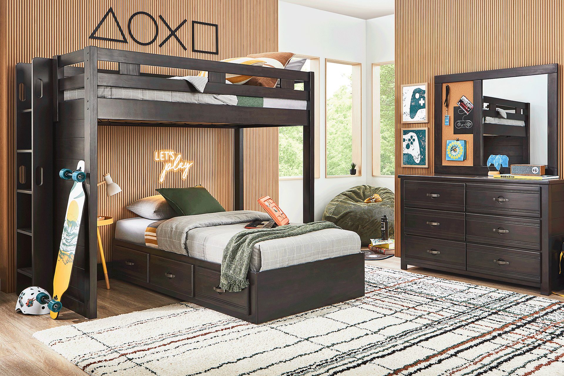 Kids Creekside 3.0 Charcoal Full/Twin Bunk Bed - Image 3