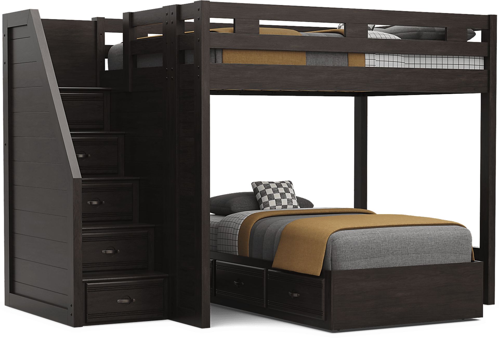 Kids Creekside 3.0 Charcoal Full/Twin Step Bunk Bed - Image 4
