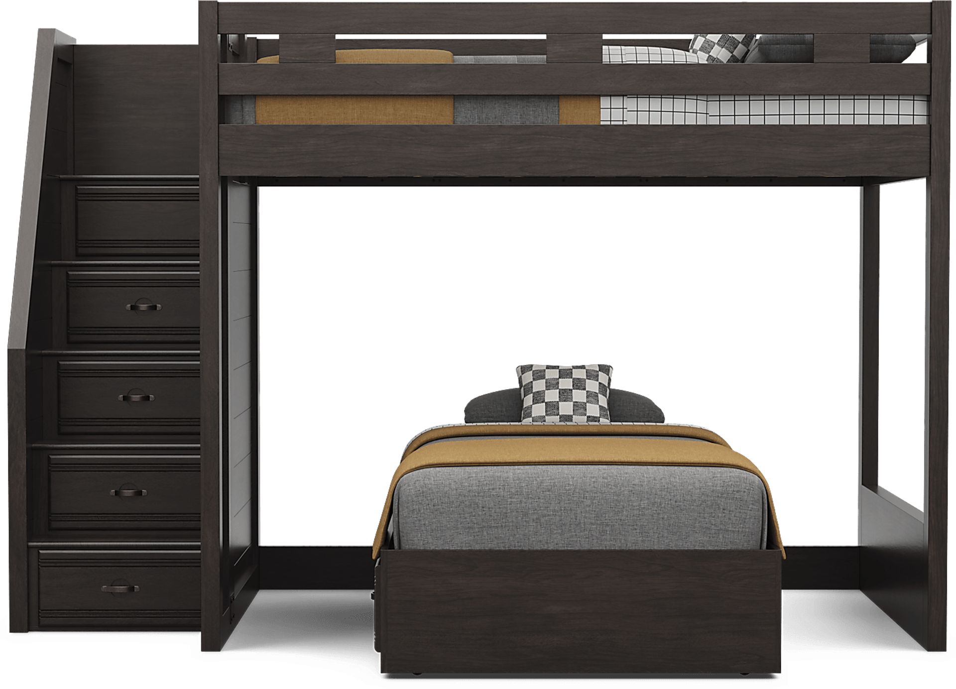 Kids Creekside 3.0 Charcoal Full/Twin Step Bunk Bed - Image 5