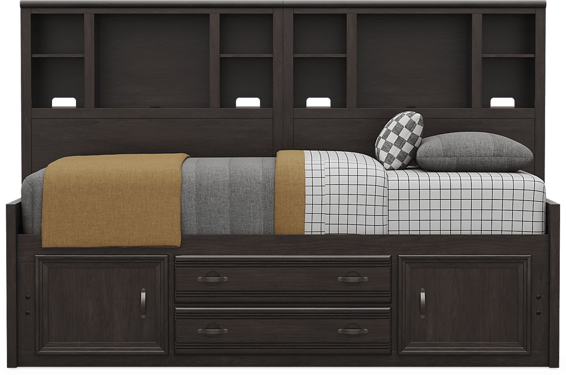Kids Creekside 3.0 Charcoal Twin Bookcase Wall Bed with Storage Side Rail - Image 2