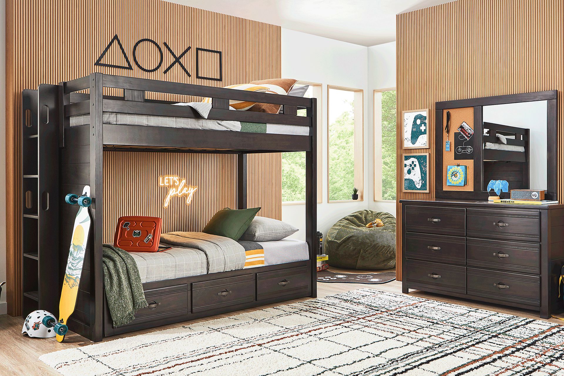 Kids Creekside 3.0 Charcoal Twin Platform Bed with 3 Storage Drawers - Image 2