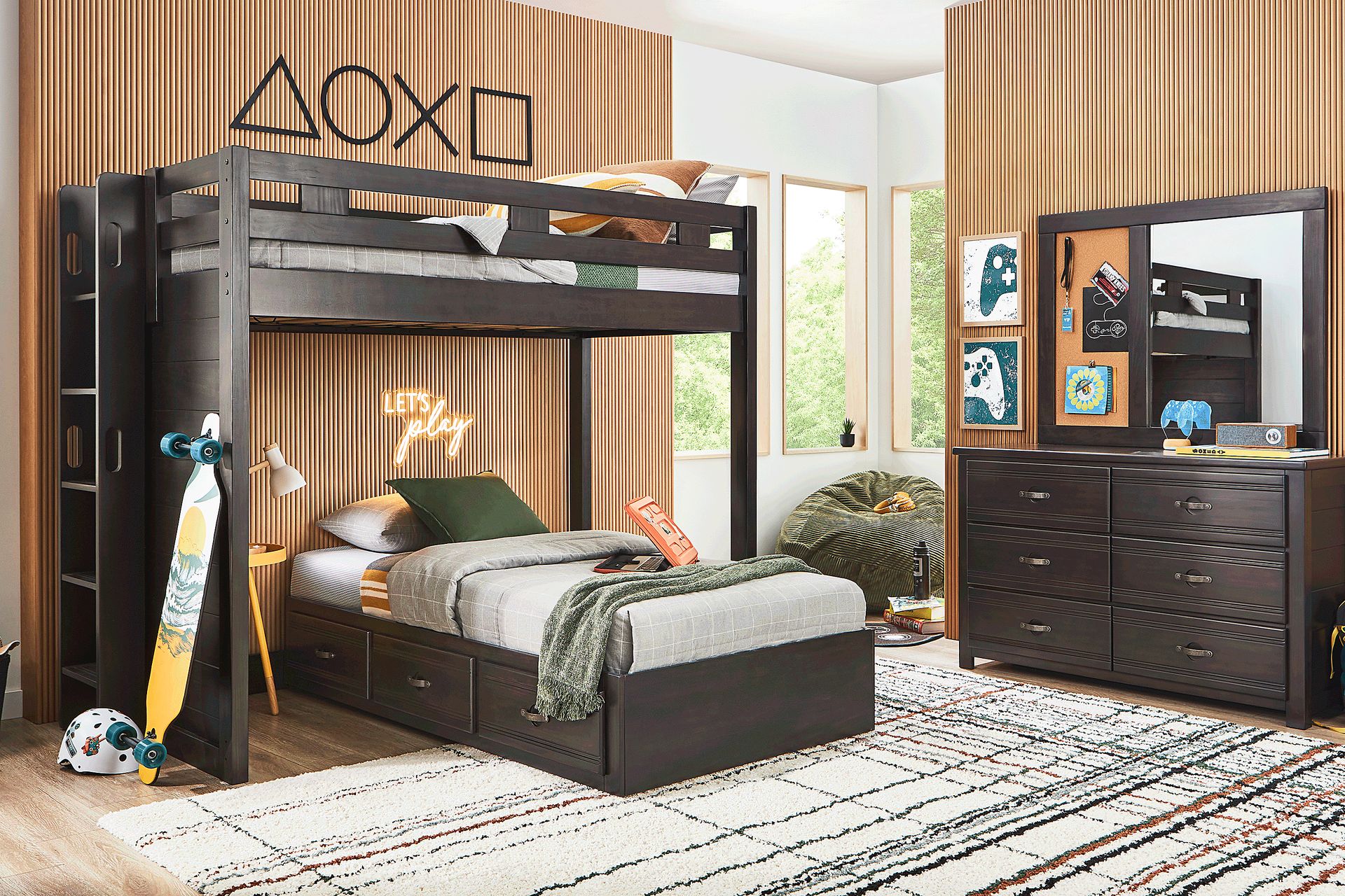 Kids Creekside 3.0 Charcoal Twin Platform Bed with 3 Storage Drawers - Image 3