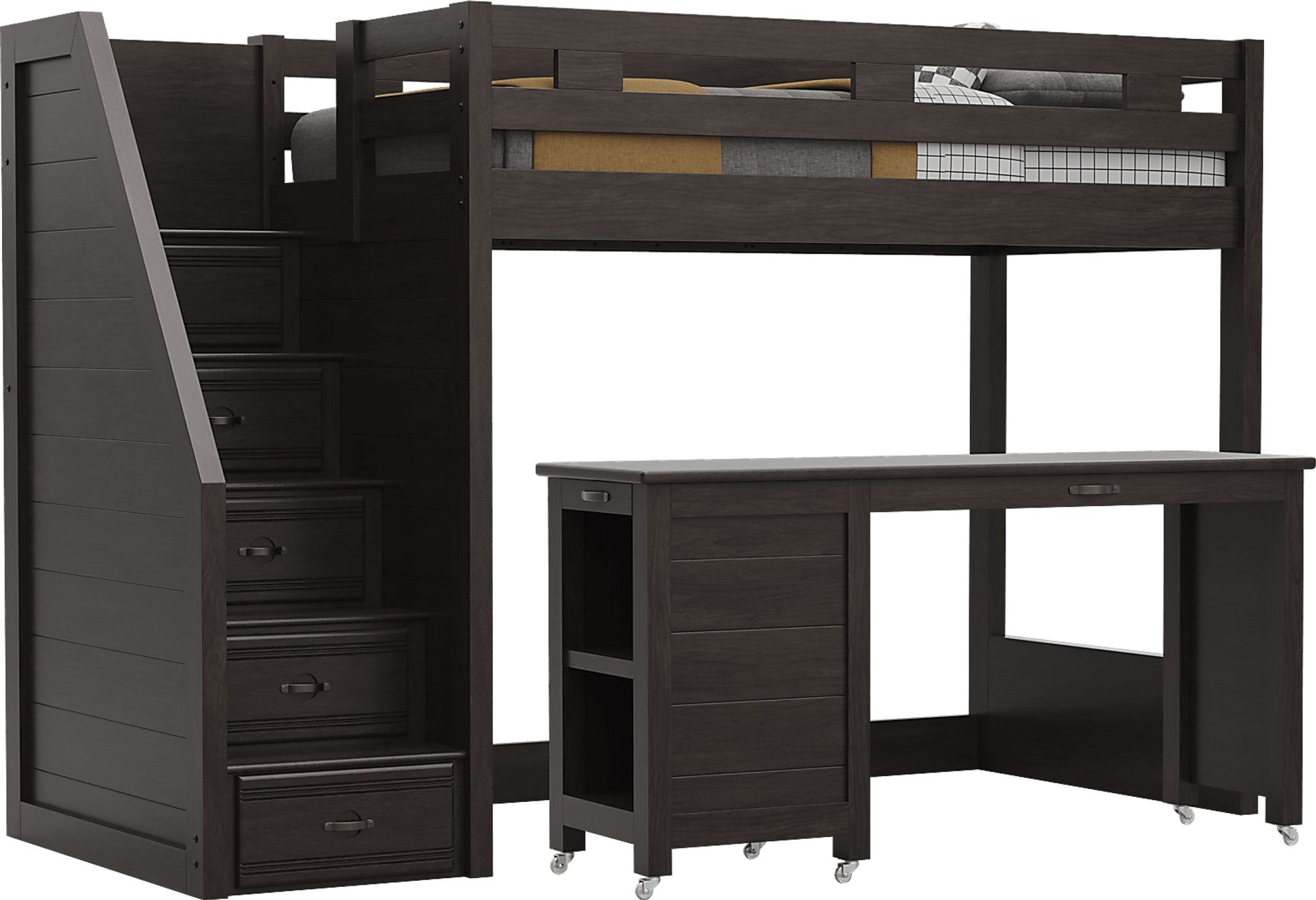 Kids Creekside 3.0 Charcoal Twin Step Loft Bed with Desk - Image 1