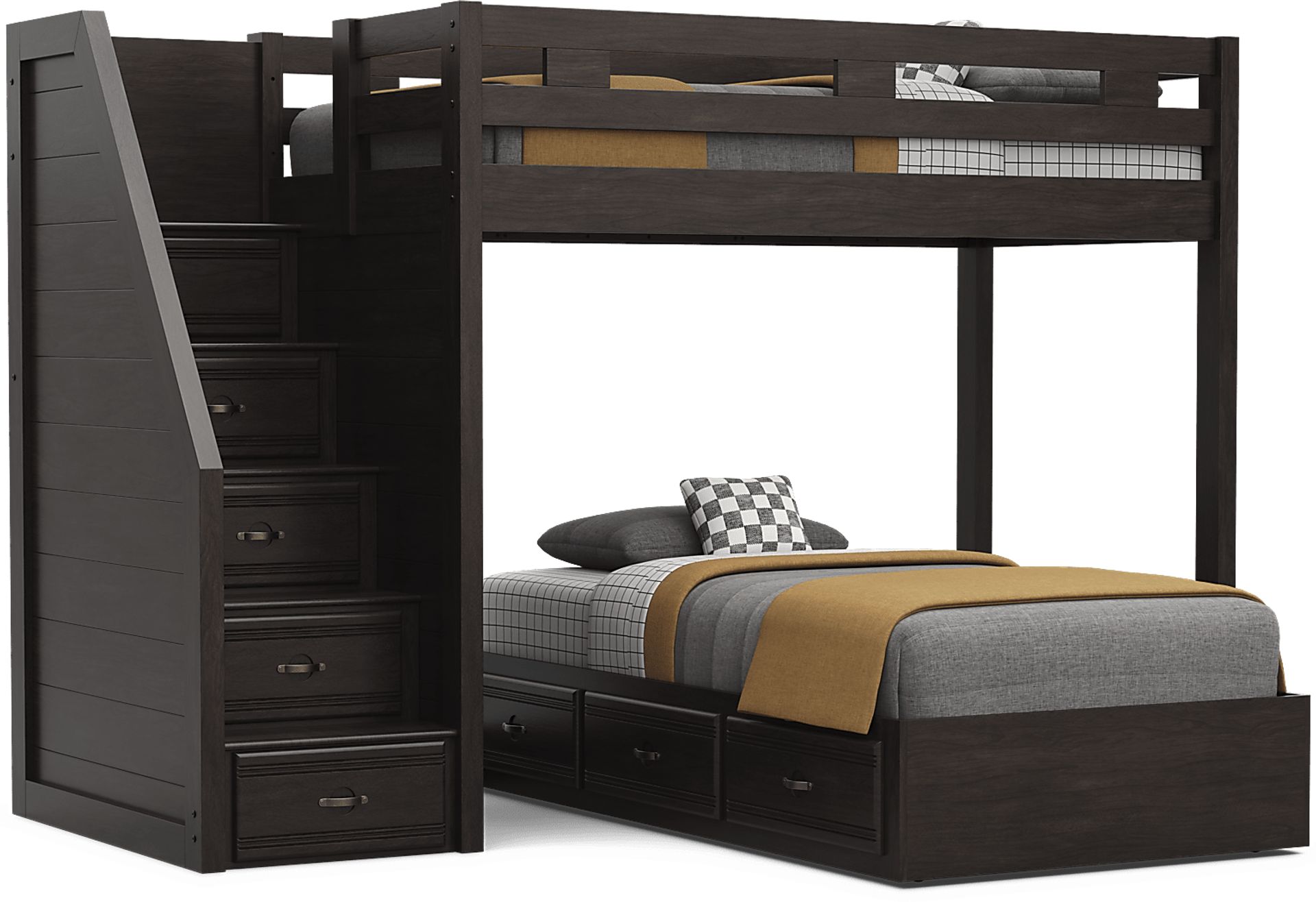 Kids Creekside 3.0 Charcoal Twin/Twin Step Bunk Bed - Image 4