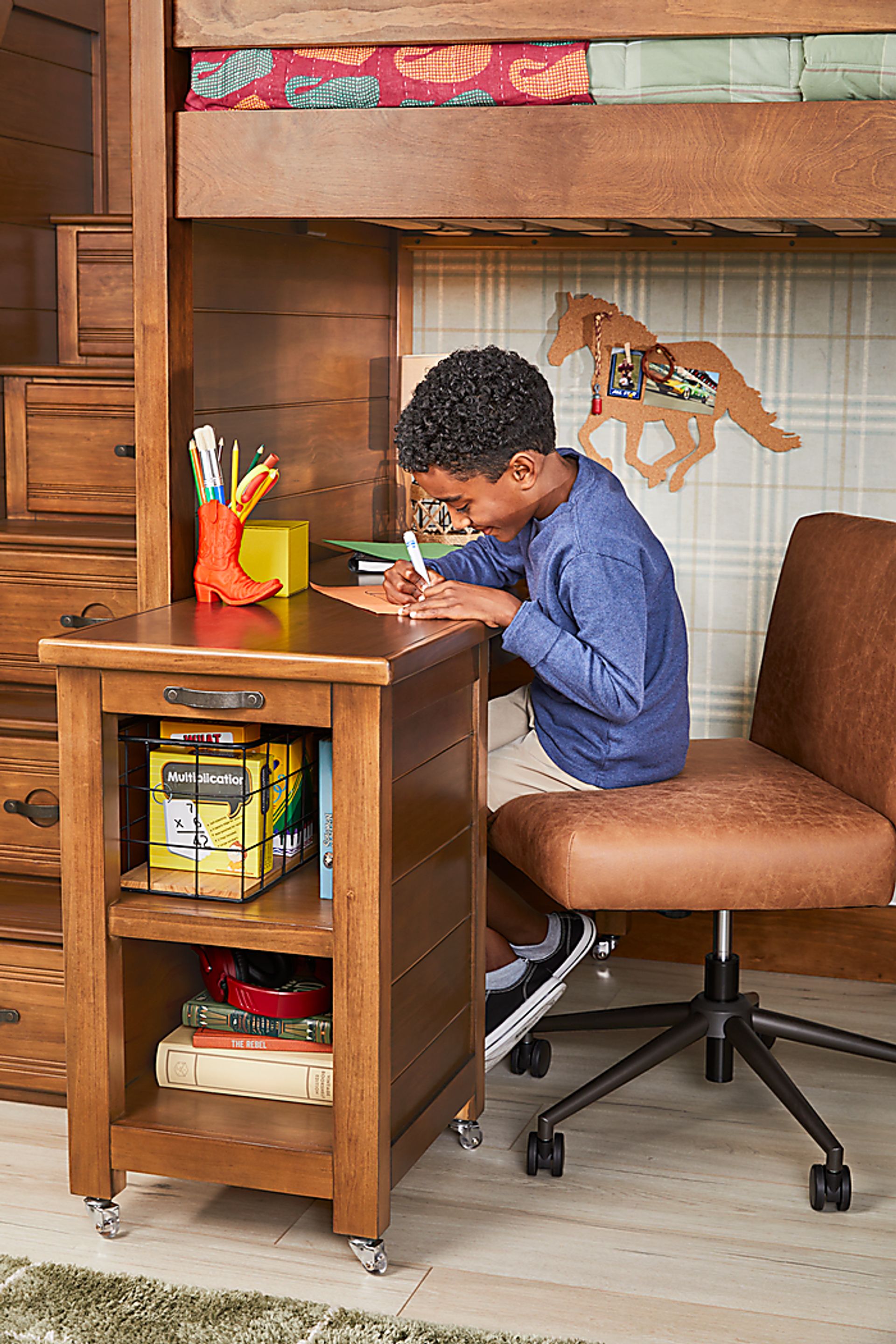 Kids Creekside 3.0 Chestnut Color Caster Desk - Image 3