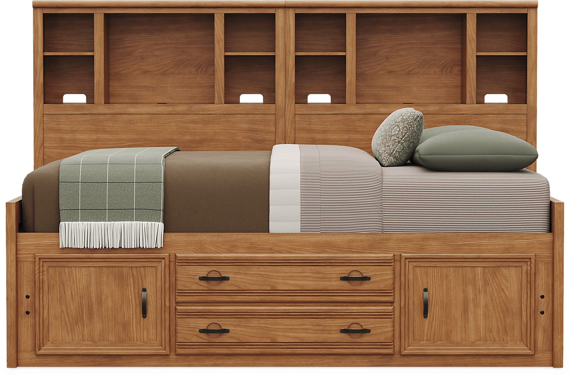 Kids Creekside 3.0 Chestnut Color Full Bookcase Wall Bed with Storage Side Rail - Image 2
