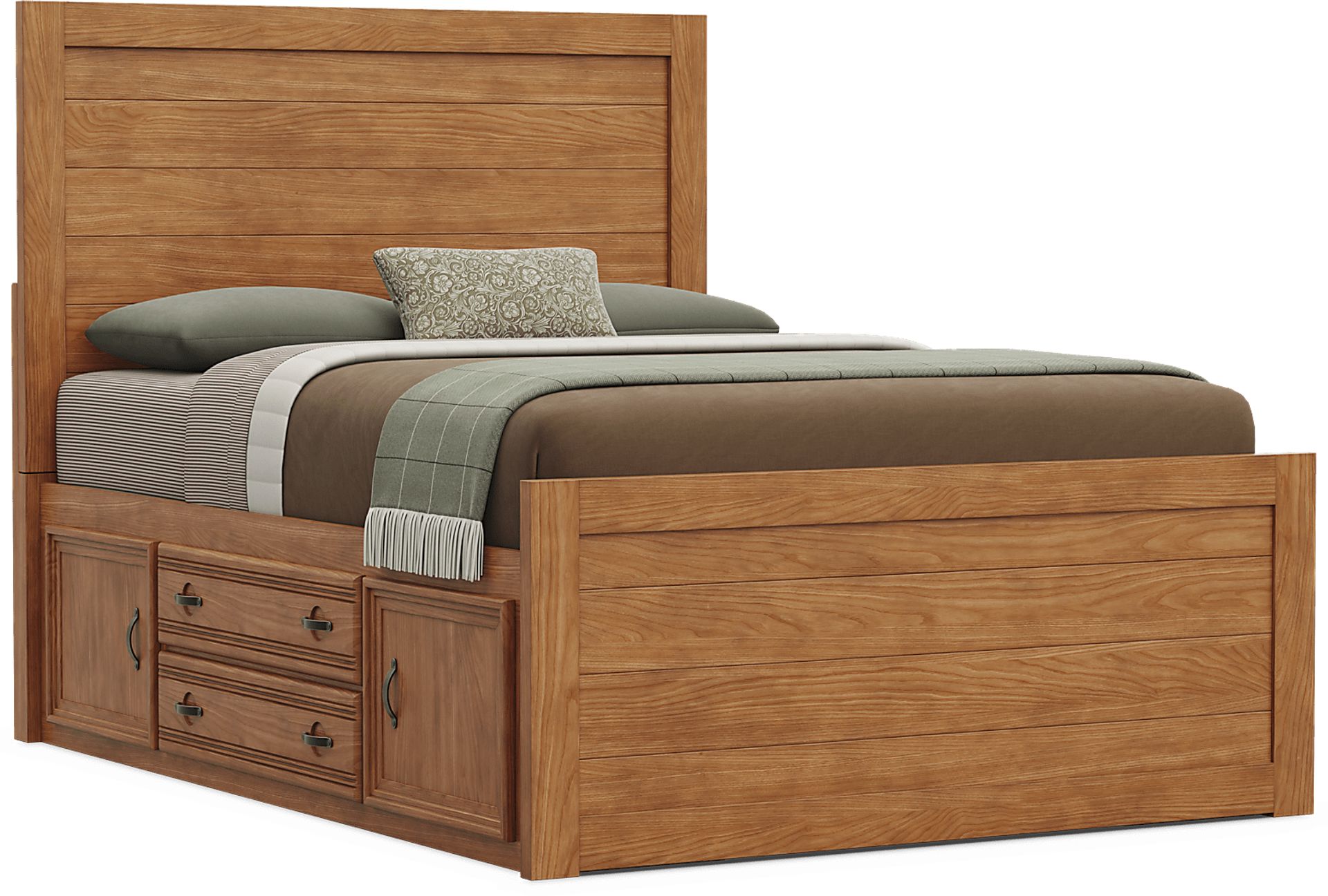 Kids Creekside 3.0 Chestnut Color Full Panel Bed with 2 Storage Side Rails - Image 1