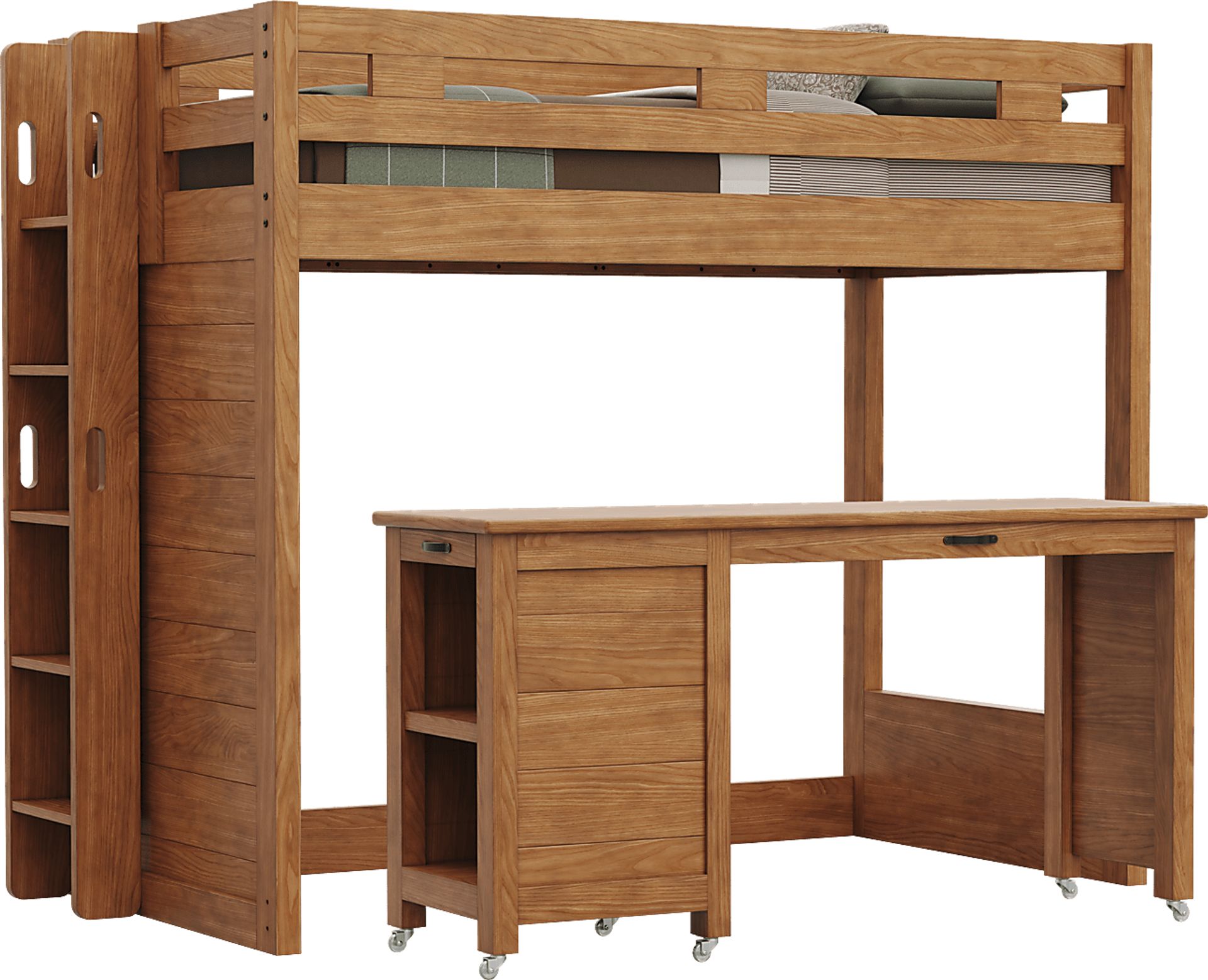 Kids Creekside 3.0 Chestnut Color Twin Loft Bed with Desk - Image 1