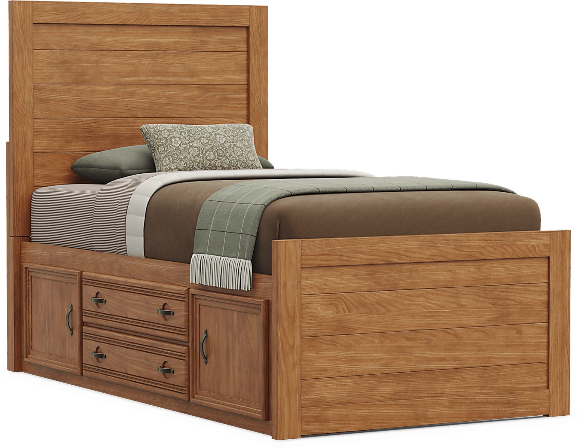 Kids Creekside 3.0 Chestnut Color Twin Panel Bedroom with Storage Side Rail - Image 3