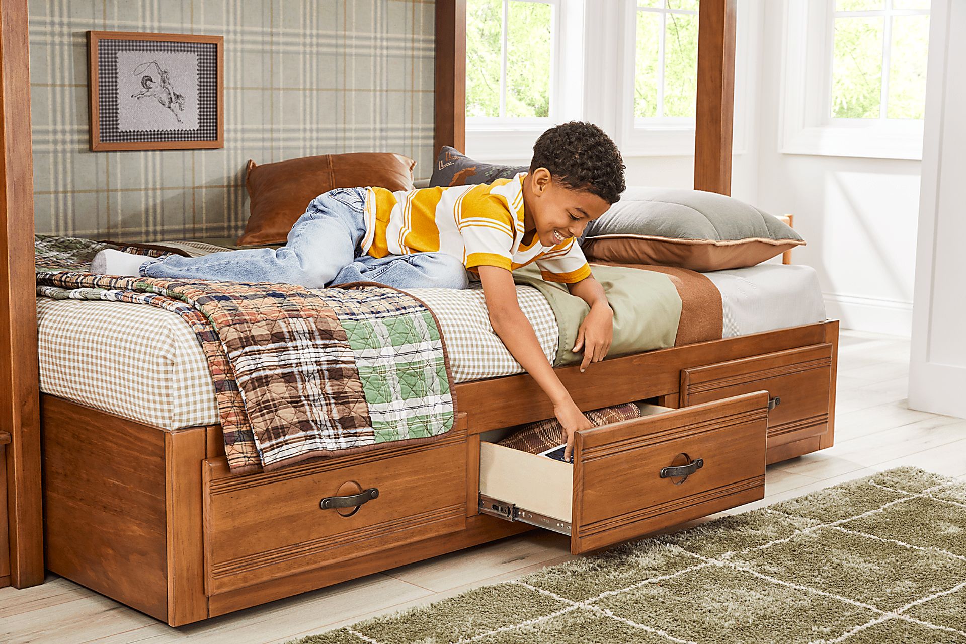 Kids Creekside 3.0 Chestnut Color Twin Platform Bed with 3 Storage Drawers - Image 4