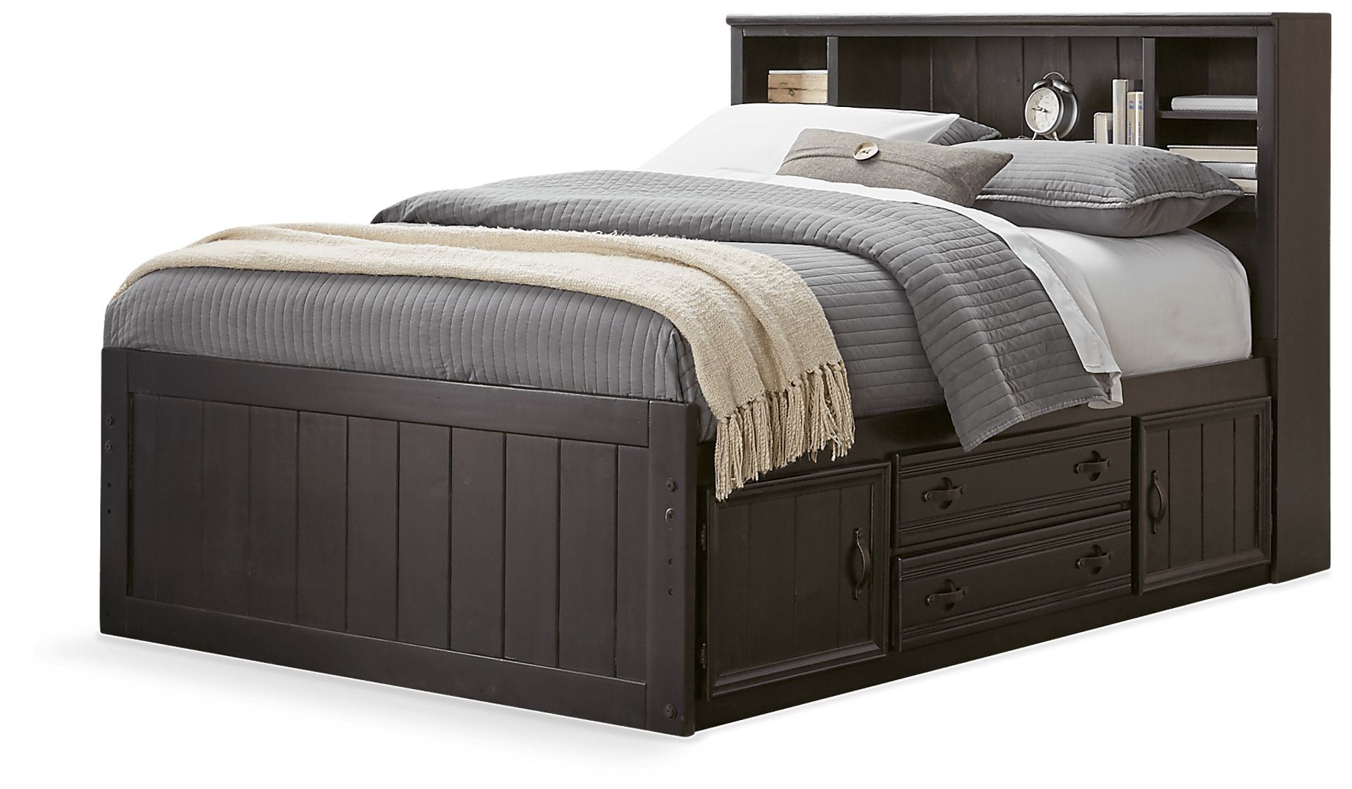 Kids Creekside Charcoal 3 Pc Full Bookcase Bed - Image 1