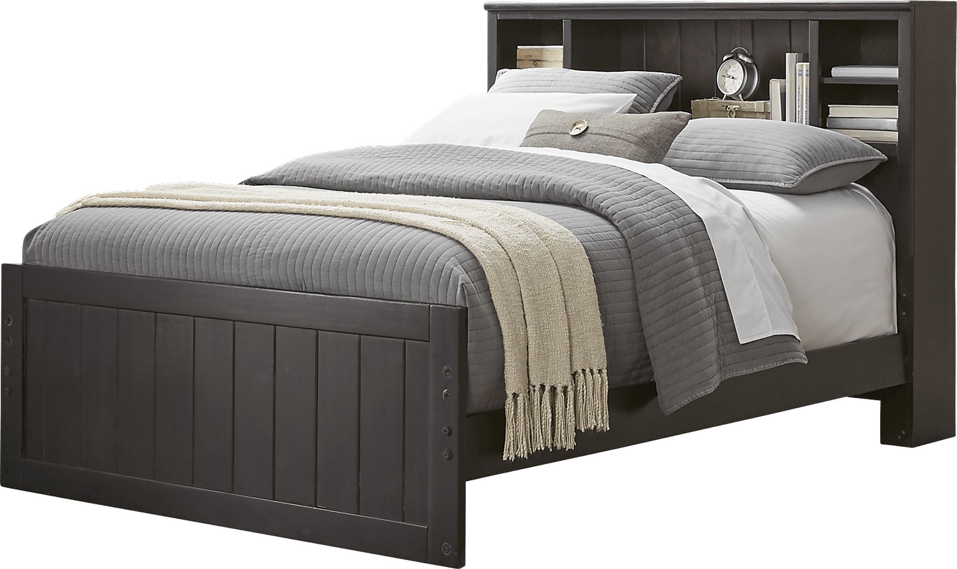Kids Creekside Charcoal 3 Pc Full Bookcase Bed - Image 1