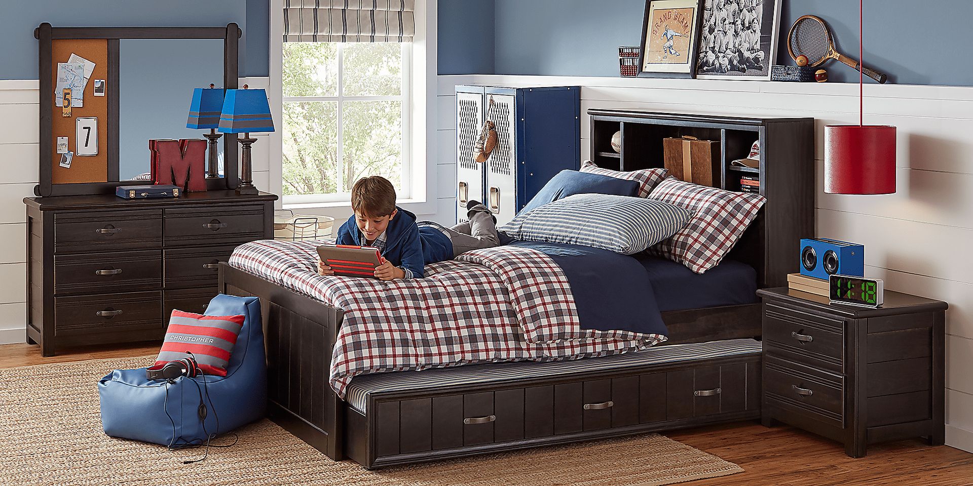 Kids Creekside Charcoal 4 Pc Full Bookcase Bedroom - Image 2