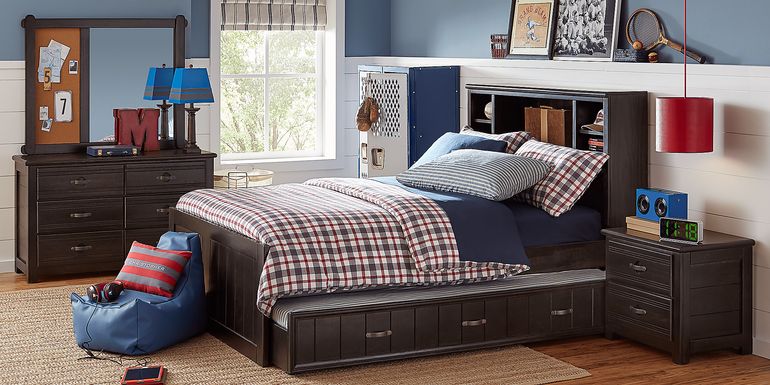Kids Creekside Charcoal 4 Pc Twin Bookcase Bedroom