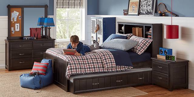 Kids Creekside Charcoal 3 Pc Full Bookcase Bed - Thumbnail - Image 3