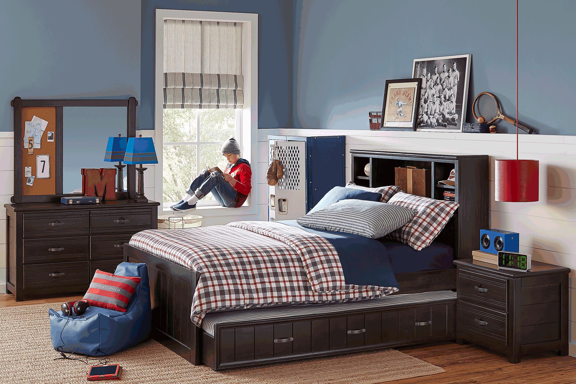 Kids Creekside Charcoal 3 Pc Full Bookcase Bed - Image 2